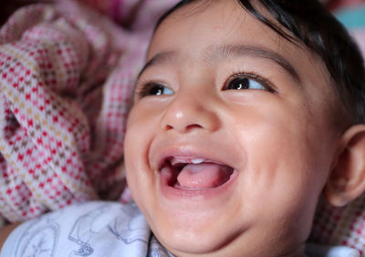 Close-up portrait of cute baby girl