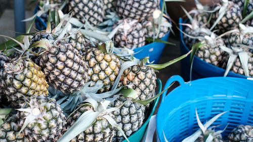 High angle view of fruits for sale in market