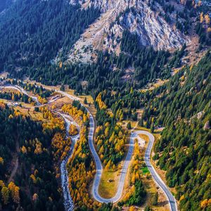 High angle view of mountain road against sky