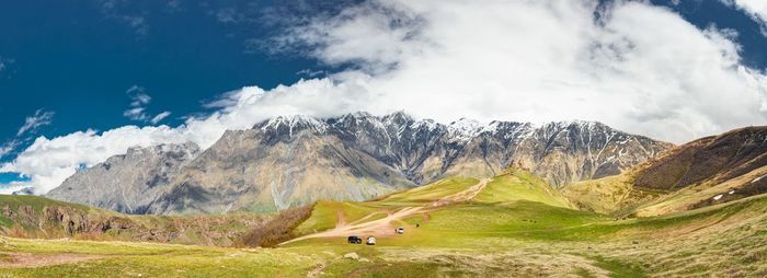 Panoramic view of mountains against sky