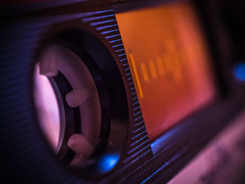 Close-up of telephone booth on table