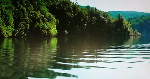 Scenic view of lake against clear sky