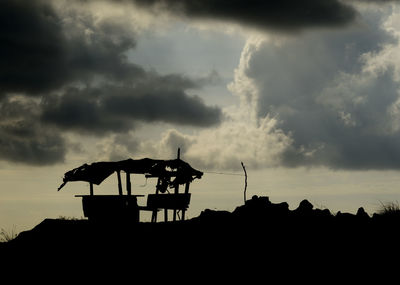 Low angle view of silhouette horse against sky at sunset