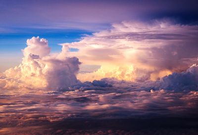 Scenic view of sea against dramatic sky