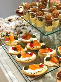 Close-up of served food on table