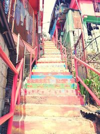 Staircase leading towards temple outside building