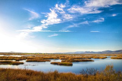 Scenic view of lake against sky