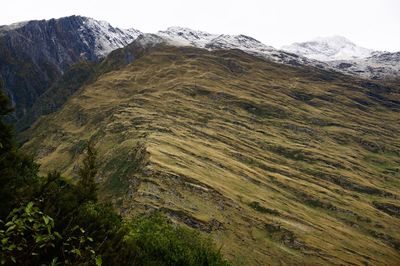 Scenic view of landscape and mountains against sky