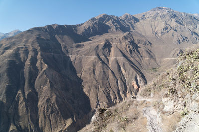 Scenic view of mountains against clear sky