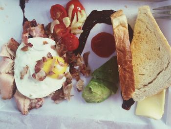 Close-up of served food in plate