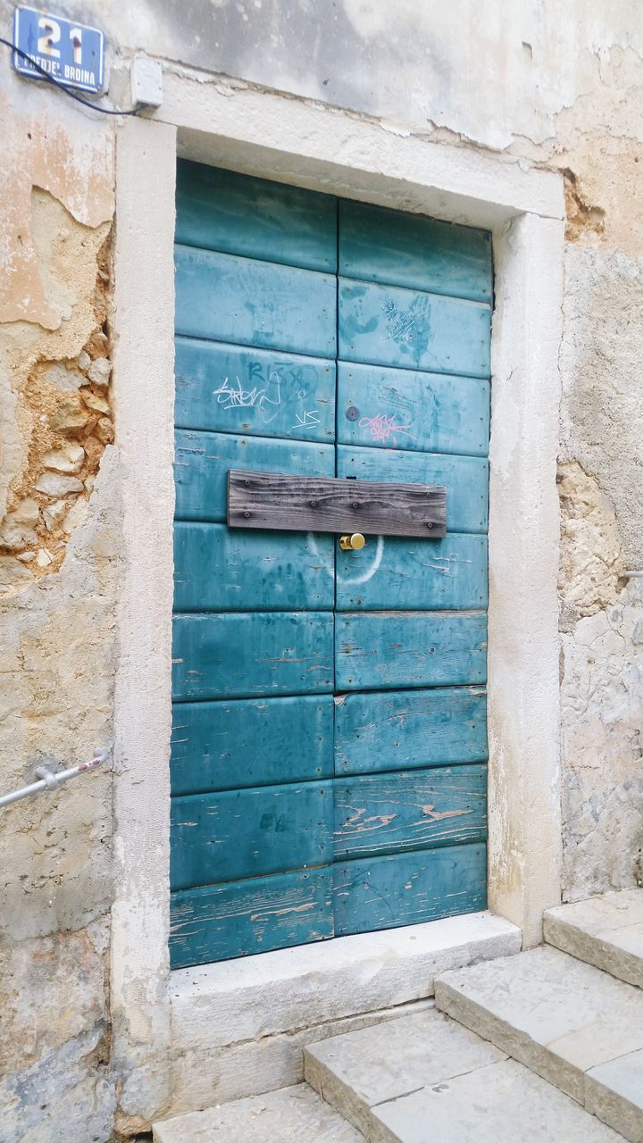 architecture, built structure, building exterior, door, closed, window, old, wall - building feature, house, brick wall, entrance, weathered, wall, safety, day, outdoors, wood - material, protection, no people, abandoned