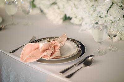 Ice cream in plate on table