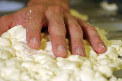 Close-up of person preparing food