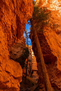 Low angle view of rock formation
