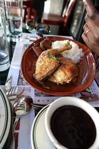 Close-up of food in plate on table