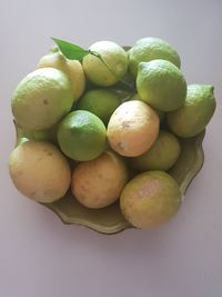 High angle view of fruits against white background