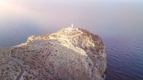 High angle view of rocks on beach