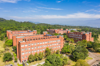 High angle view of townscape against sky