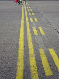 Yellow markings on road