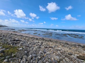 Scenic view of beach against sky