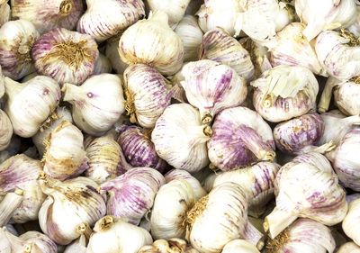 Full frame shot of garlic stack