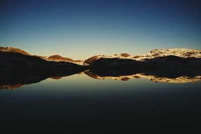 Scenic view of calm sea against clear sky