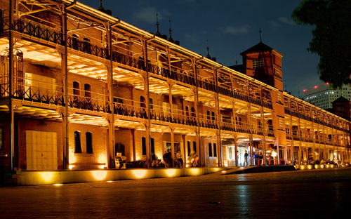 Illuminated building at night