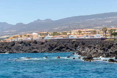 Scenic view of sea against clear sky