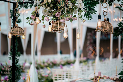 Close-up of christmas decorations hanging