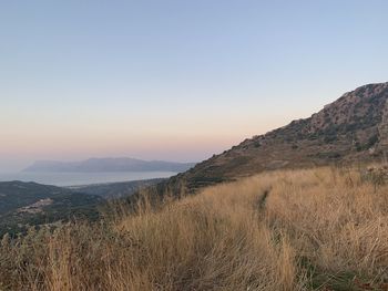 Scenic view of mountains against clear sky