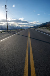 Surface level of road against sky