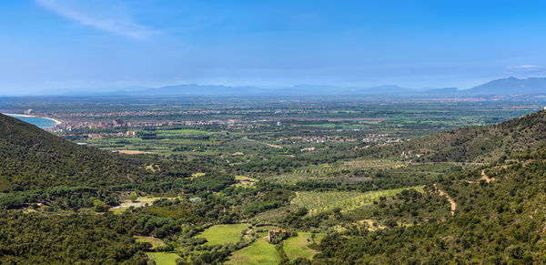 Panoramic landscape with a valley from a hill in the area of roses, spain