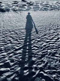 Shadow of person on shore