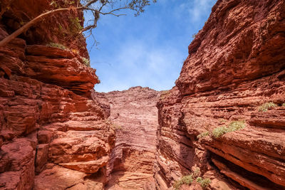 Low angle view of rock formations