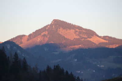 Scenic view of mountains against clear sky