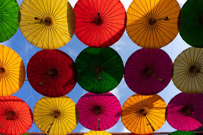 Full frame shot of orange umbrellas