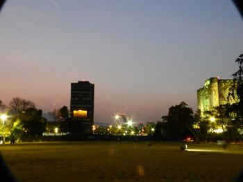 City lit up at night