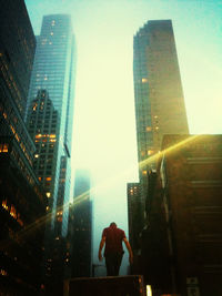 Low angle view of modern buildings against sky