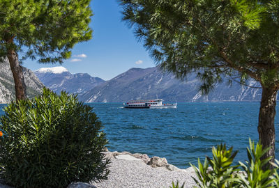 Ferry on lago di garda lake in italy