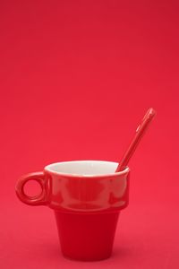 Close-up of drink against red background