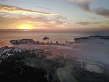 Panoramic view of sea against sky during sunset