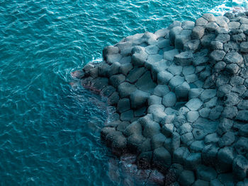 High angle view of rocks in swimming pool