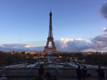Scenic view of eiffel tower against sky during sunset