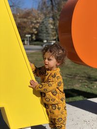 Cute toddler playing in the park