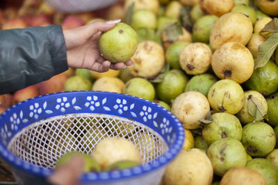 Full frame shot of green fruits for sale in market