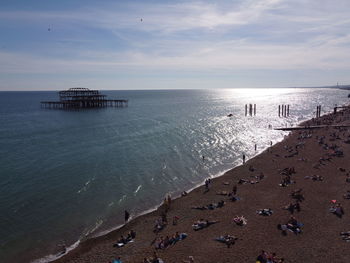 High angle view of beach against sky