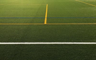 High angle view of soccer field