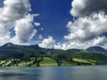 Scenic view of lake against sky