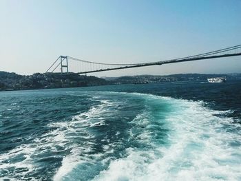 Suspension bridge over sea