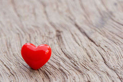 Close-up of heart shape on table